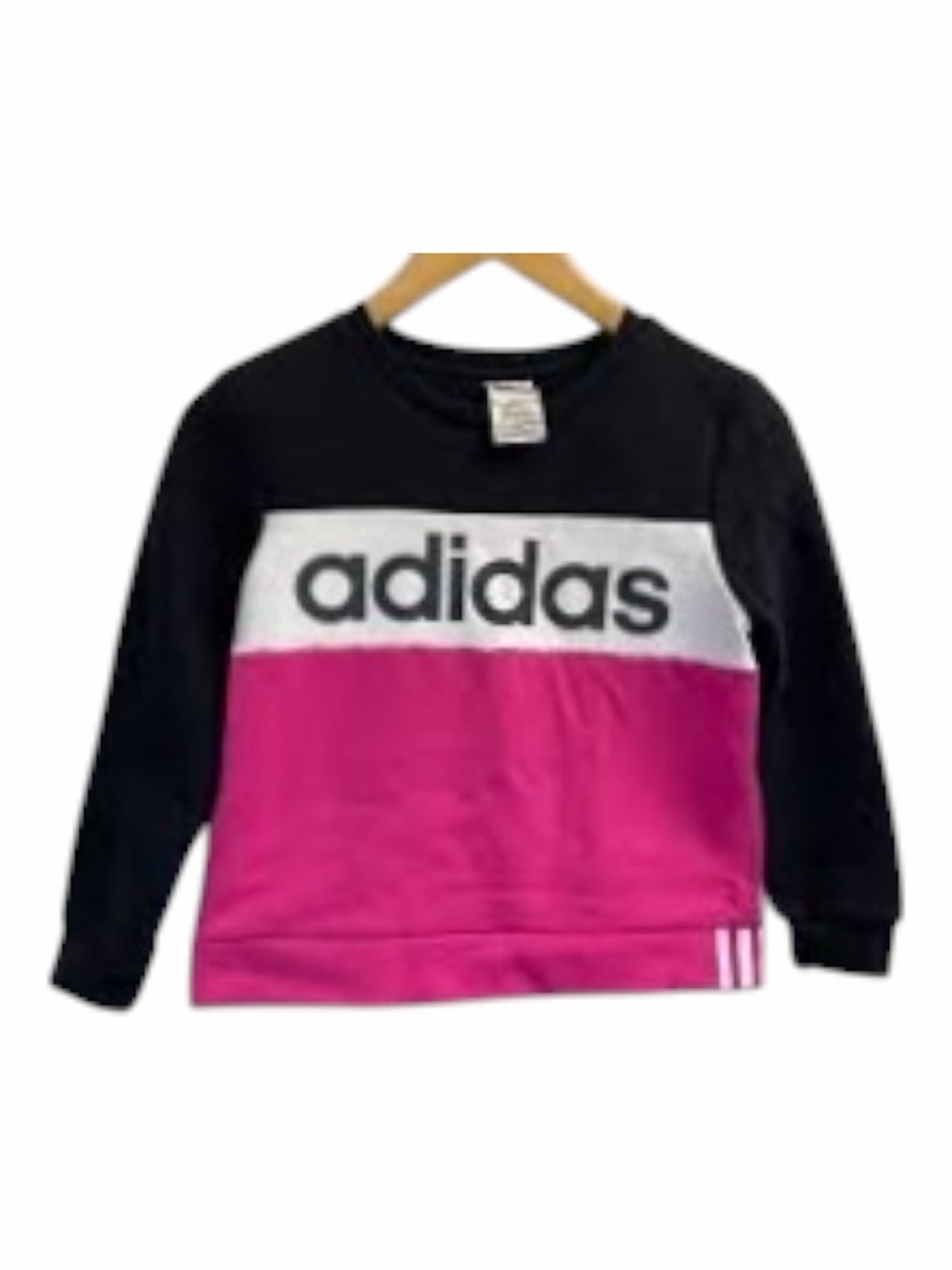 adidas Kids Black, White & Bright Pink Colorblock Crew Sweatshirt
